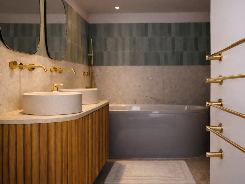 Salle de bain Enfants, baignoir, douche et 2 lavabots